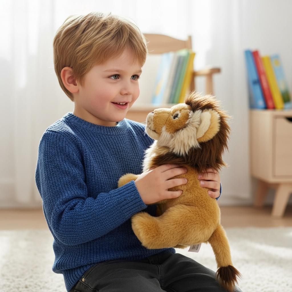 Realistic Lion Stuffed Animal Plush Toy, Super Soft Plushie for Kids, Birthday Gifts for Boys Girls