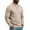 Men's Casual Cable Knit Long Sleeve Sweatshirt with 3-Button Collar