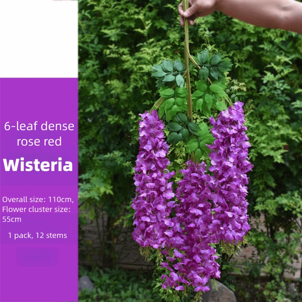 12PCS String Garland Lifelike Artificial Flowers Vine Shape Waterproof Artificial Fake Wisteria Vine Hanging Flower Party
