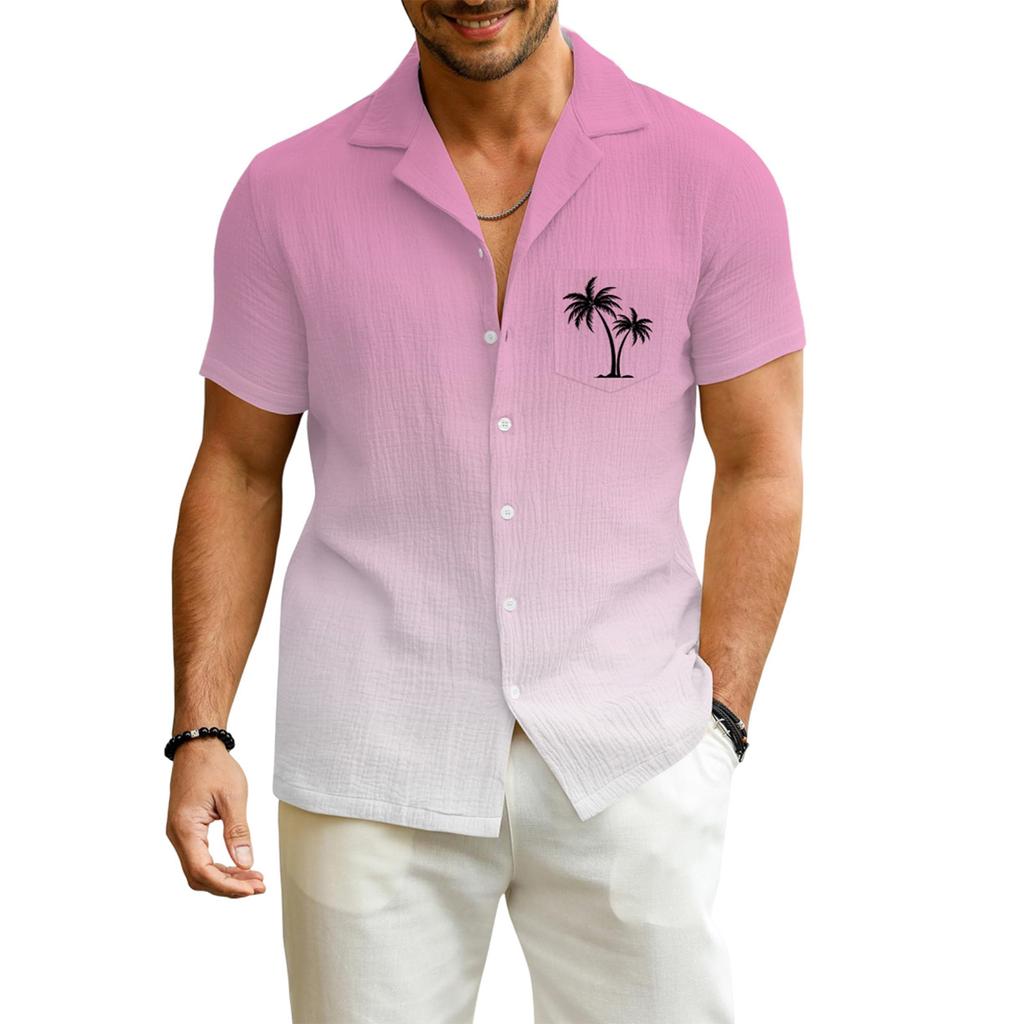 Herren Sommer Neue Lose Print Kurzarm Hemd Strickjacke Strand Hemd