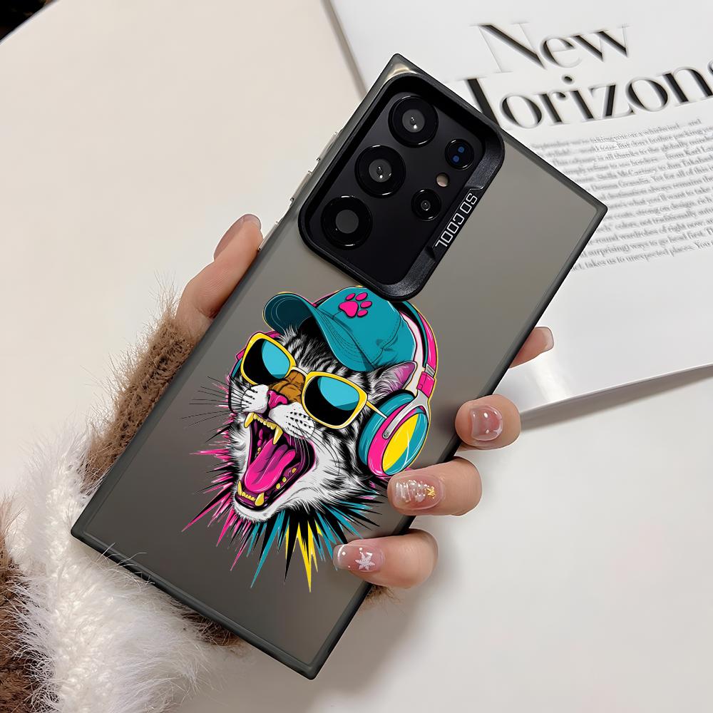 

Cat Dog Graffiti Phone Case For Samsung Galaxy S25 S24 S22 S23 Ultra S21 S23 Plus 5G Shiny TPU Cover Shockproof Funda Galaxy S23 FE
