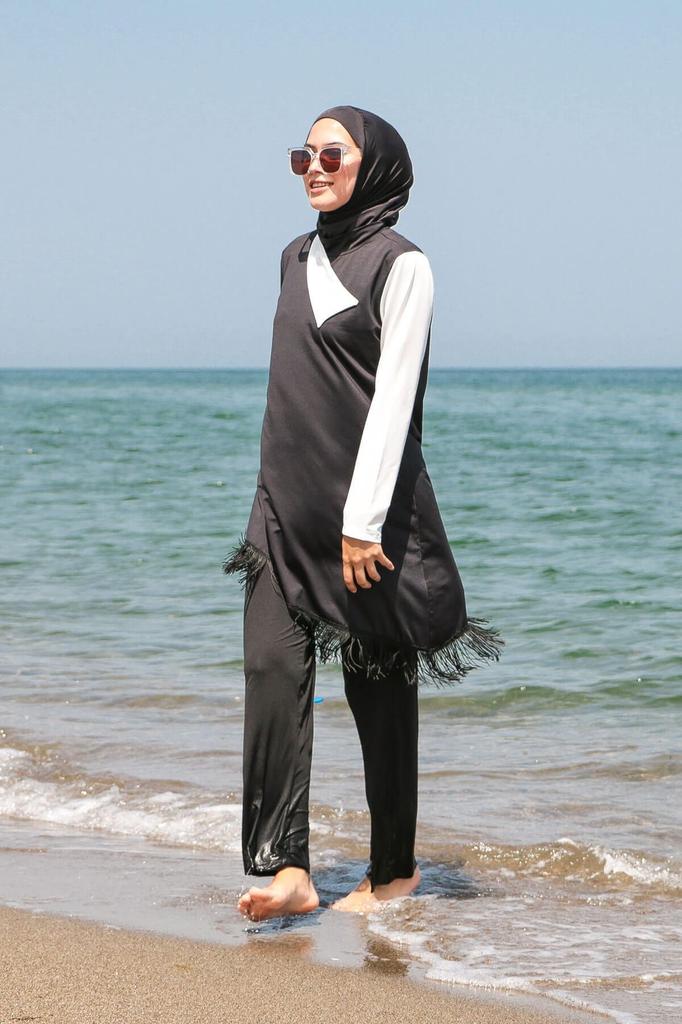 Muslimischer, bescheidener, islamischer Burkini-Badeanzug für den Strand, Bademode, Hijab, Strandmode, 4-teilig