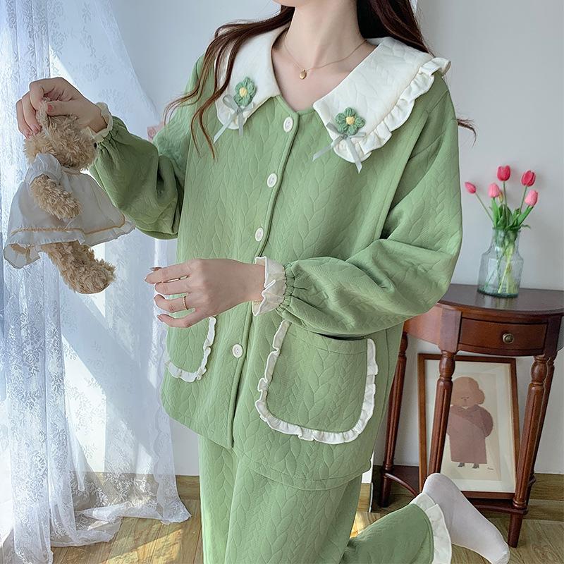 Air Cotton Layered Maternity Pajamas for Autumn/Winter - Breastfeeding & Postpartum Homewear