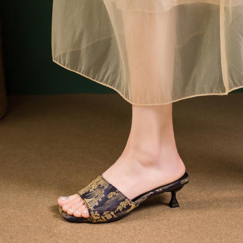 Fashion 2025 Fashion Ladies Shoes Open To Women's Slippers New Outdoor Dress Summer Plus Size Printing Non-Slip Best Seller Heels Women