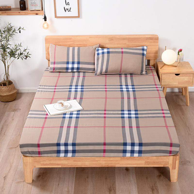 

Nordic Washed Cotton Single and Double Fitted Sheets Japanese Style Pure Plain Striped Brushed Sheets Bed Bag single product bed hat 120cm × 200cm