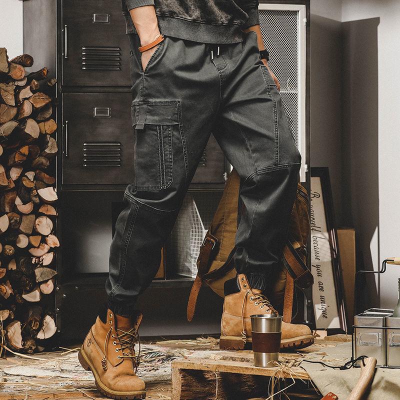 Techwear Cargo Pants Men Black Cargo Trousers Male Vintage Japanese Streetwear Hip Hop Pockets Casual Safari Style Loose