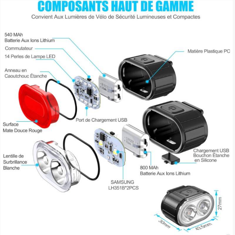 Mountain Bicycle Night Riding Light Waterproof Rechargeable Usbc For Outdoor Cycling And Camping