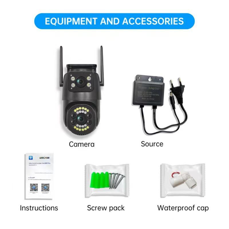 4M Dual-Lens 360° PTZ Wireless Outdoor Waterproof Surveillance Camera with 4G Connectivity