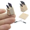 Miniature Kitchen Knives Set Metal Blade Black Handle Knife Seat