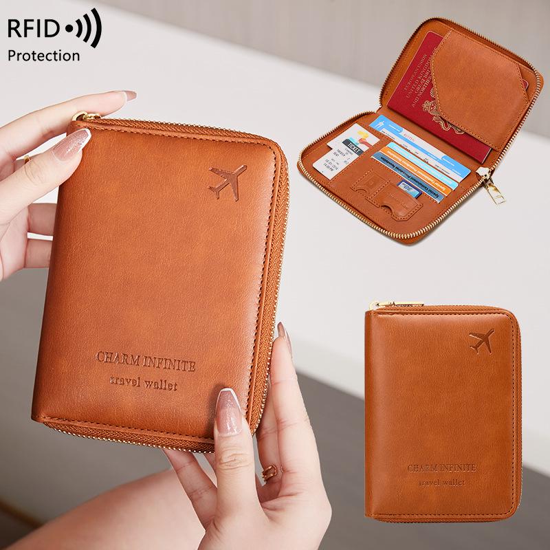 2024 RFID Anti-Magnetic Passport Holder: Zippered Travel & Document Storage Bag