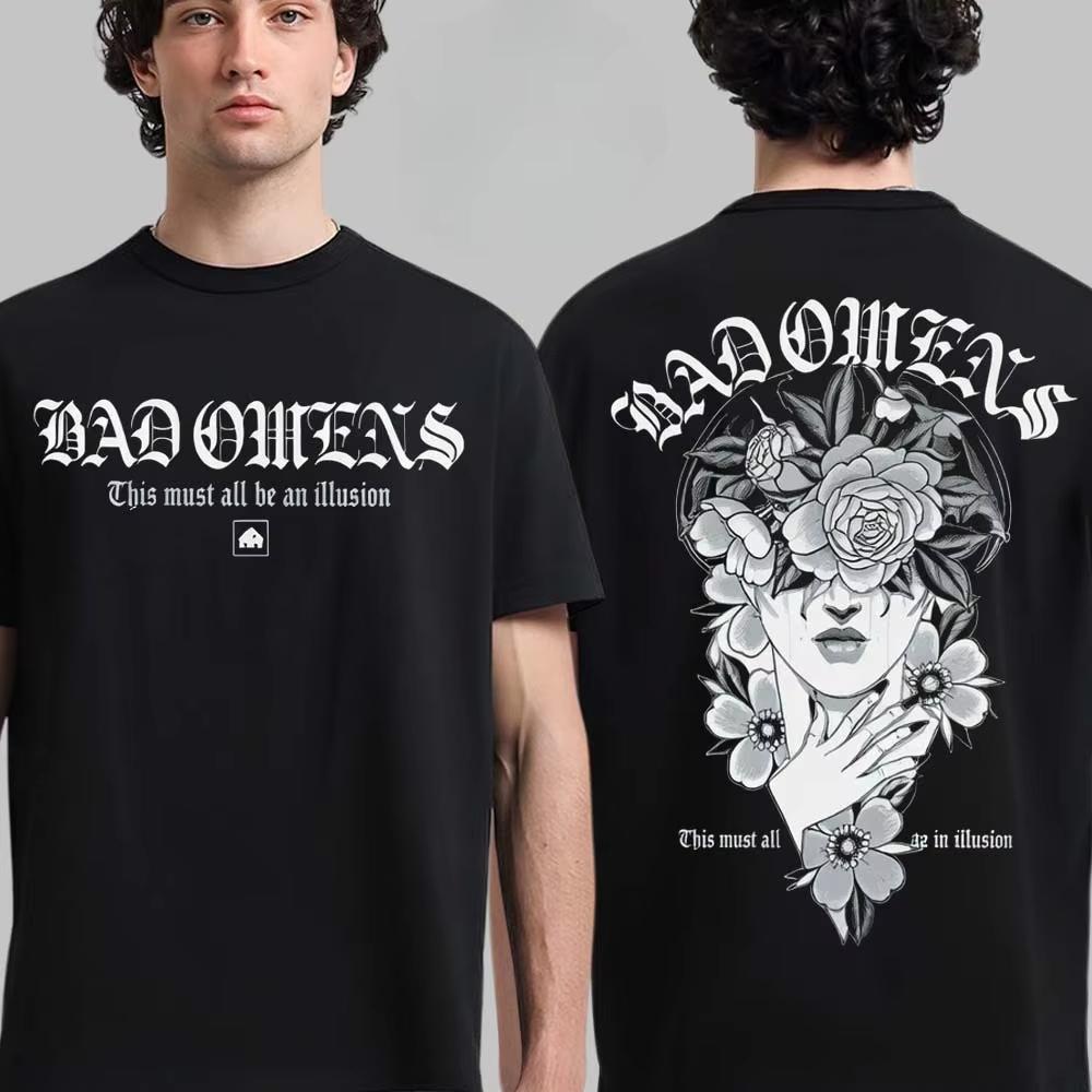 2026 Hot Sale Bad Omens Unisex Short Sleeve T Shirt US Tour 26 Rock Band Vintage Poster Graphic Tee Dark Streetwear O Neck Oversized Cotton Tops