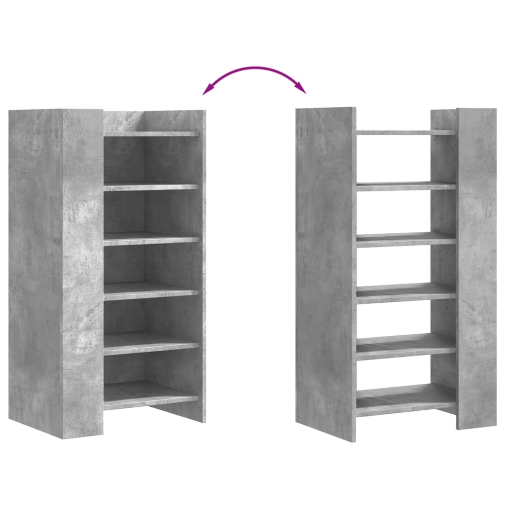 Shoe Cabinet Concrete Grey 52 X 37.5 X 100 Cm Particleboard