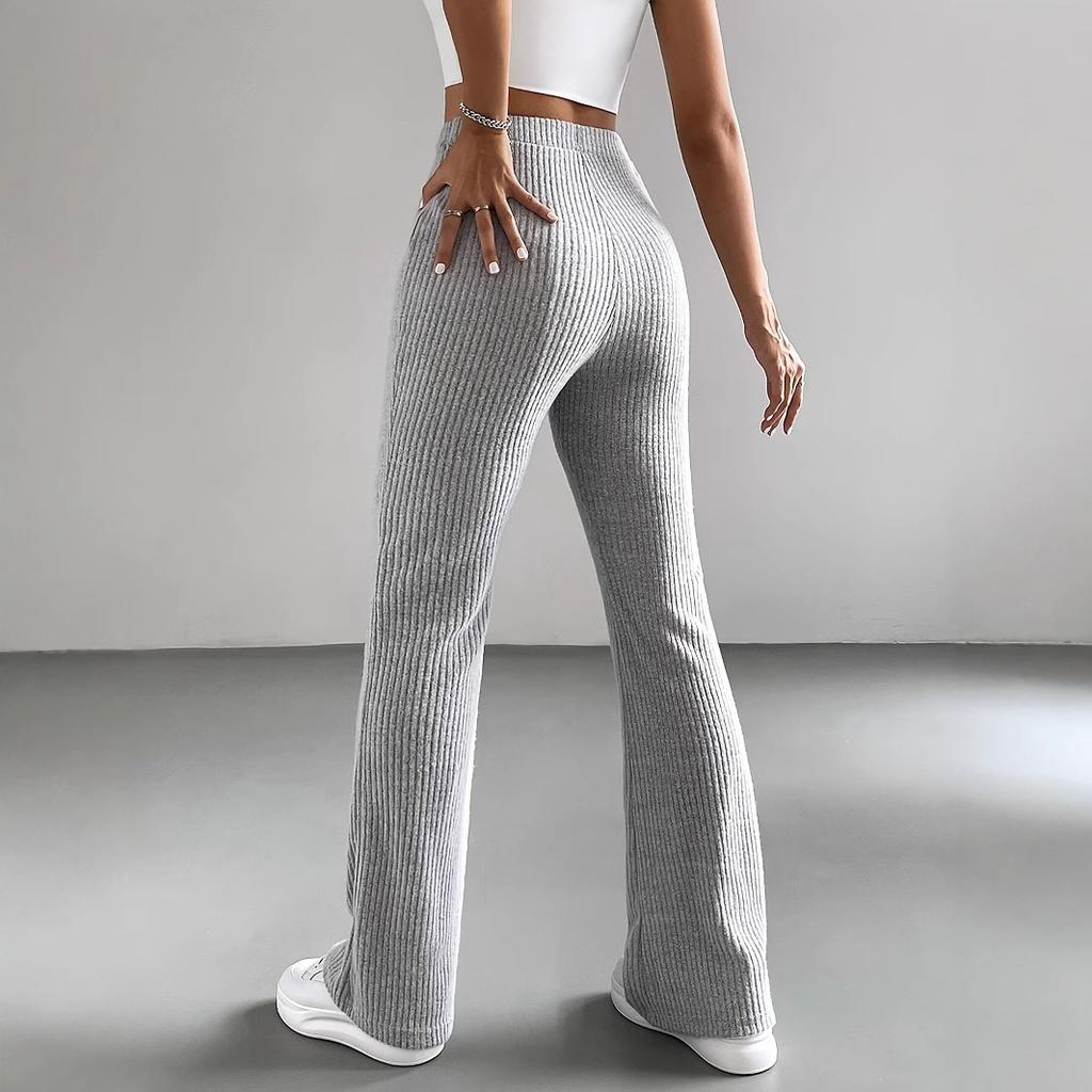 Spring and Autumn's New Flared Pants for Women, Solid Color Casual Pants, Knitted Fashionable, Versatile and Slimming Long Pants