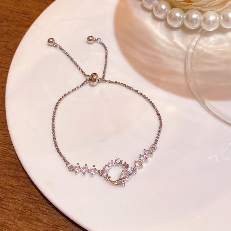 Light Luxury Niche High-end Pearl Bracelet Women's Korean Style Fashion Elegant Flash Zircon Love Bracelet Crystal Bracelet