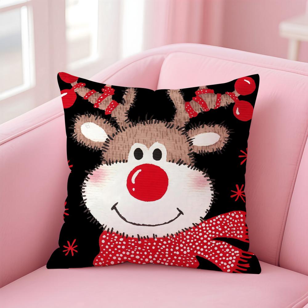 Christmas Funy Abstract Art Cushion Cover Linen Pillowcase Cover Soft Decor for Sofa Home Room