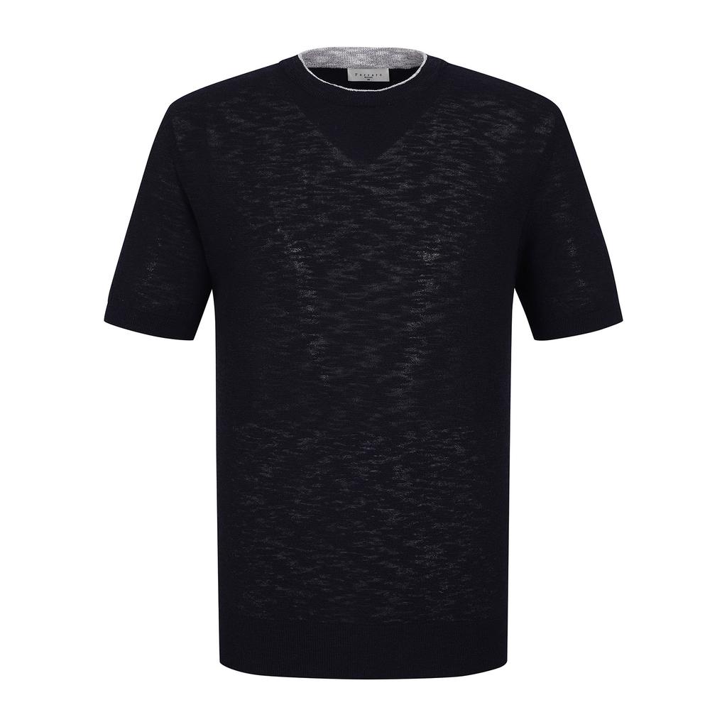 FERRAROMILANO Front Fine Texture Round Knit Navy (Amsftsr20149)