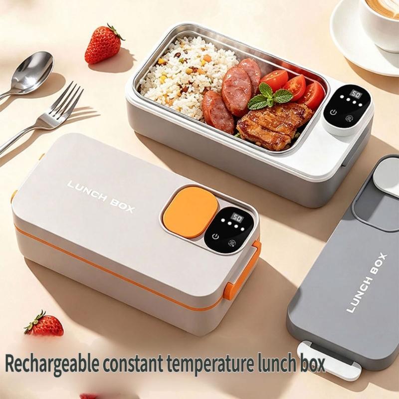 Beheizbare Lunchbox mit Akku und Digitalpanel, Wiederaufladbarer Akku, Herausnehmbarer 304er Stahlbehälter und Seitenverschlüssen