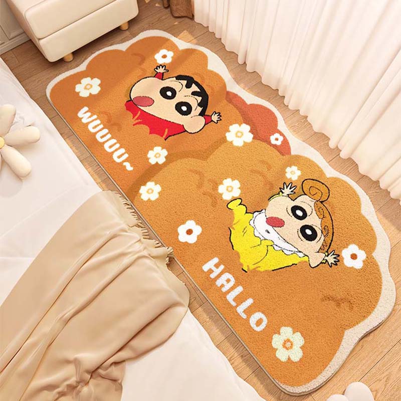 Cute Bedroom Decor Bedside Rug Irregular Shape Carpets for Living Room Green Plush Carpet Fluffy Soft Cartoon Non-slip Floor Mat