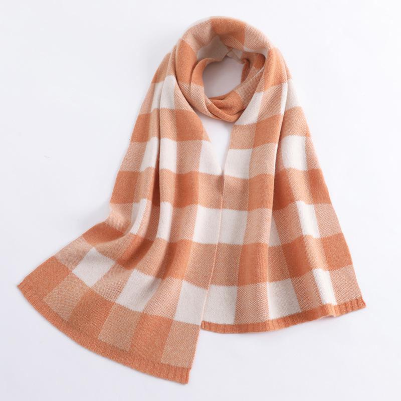 

Autumn and winter new women s scarf street fashion versatile sweet student double-sided warm striped wool scarf Above 175cm синій