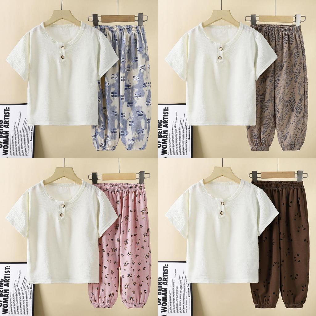 Baby Boy Summer Outfit Set With Ice Silk Fabric For Toddler Kids Casual Wear