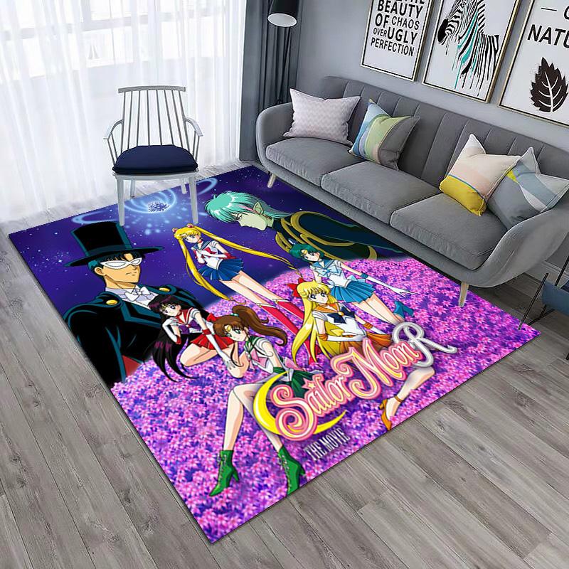 Cute Cartoon Theme Sailor Moon Tsukino Usagi Cartoon Rug Multifunctional Household Anti-slip Decorative Door Mat, Outdoor Floor Mat, and Carpet Y8