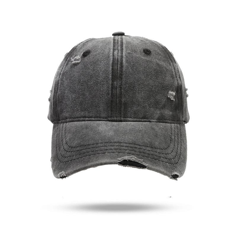 Unstructured 6 Panel Men's Baseball Cap Custom Embroidery Logo Stone Washed Cotton Vintage Distressed Dad Hat Black Blank