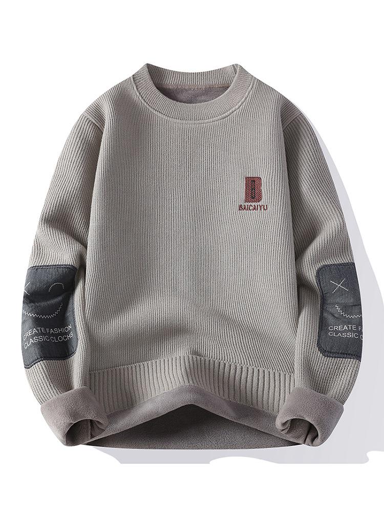 Plüsch-Winterpullover für Herren: Dicker Samt Langarm-Basisschicht für Jugendliche & Teenager