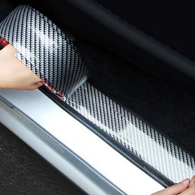 Tira de moldura de goma de fibra de carbono de 1M, tira de parachoques de ajuste negro suave, Protector de alféizar de puerta DIY, pegatinas para coche