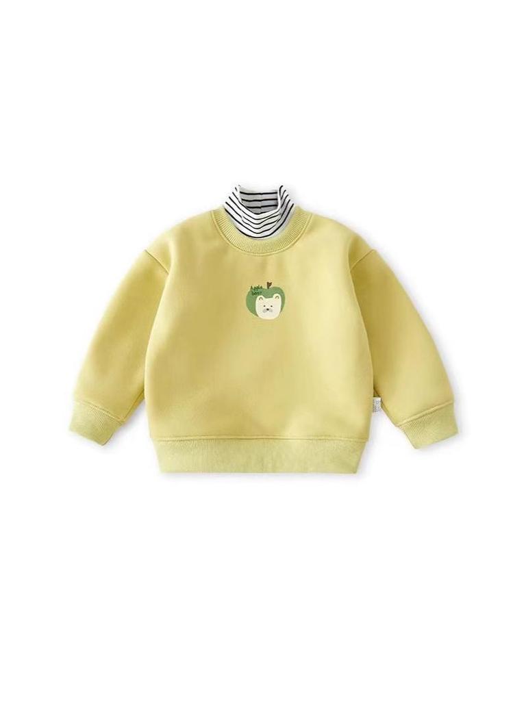 Kids' High-Neck Fleece Sweatshirt: Autumn/Winter Layered Style for Toddlers & Older Children