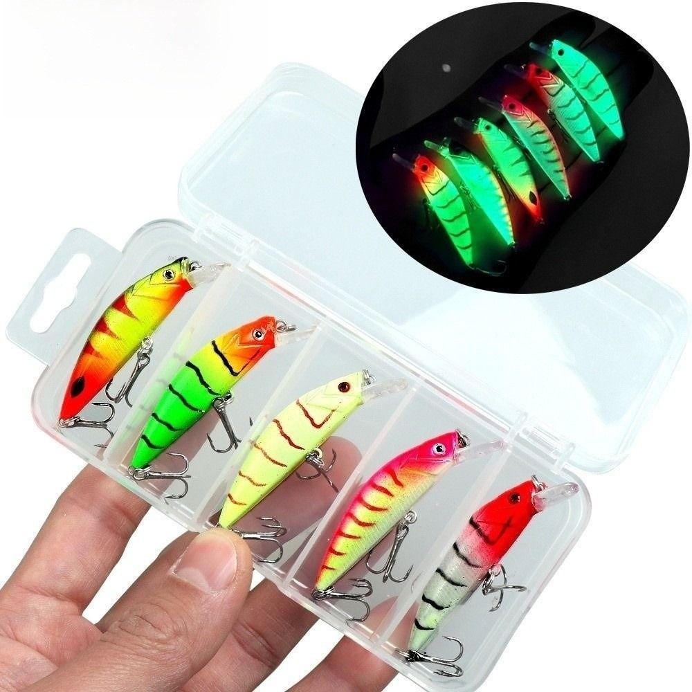 5Pcs/Boxed Slow Sinking Hard Artificial Bait with 2 Trible Hook Wobbler Crankbaits Effective Bass