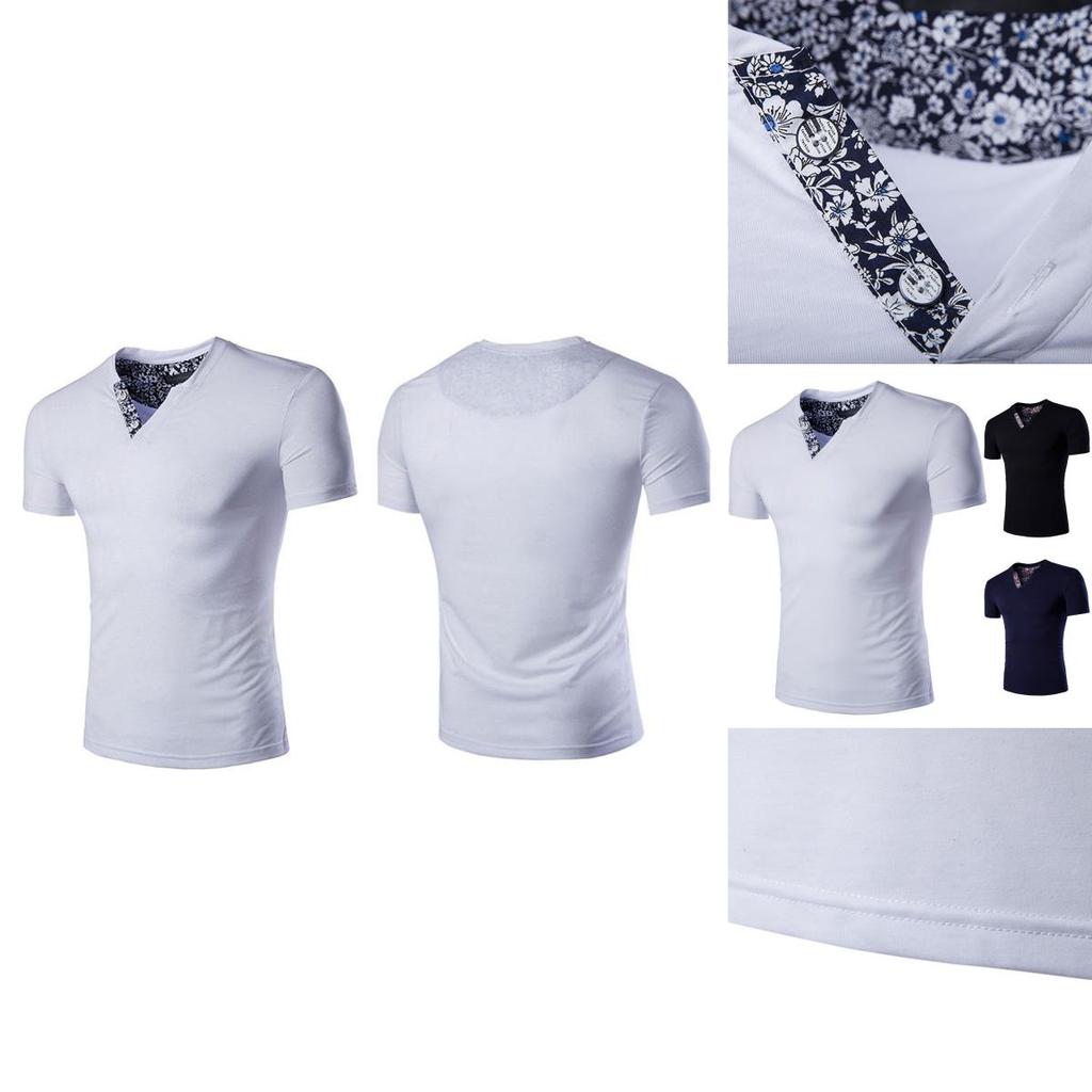 Premium Quality Men's T-shirt Slim Fit Floral V-neck Casual Tee For Everyday Wear