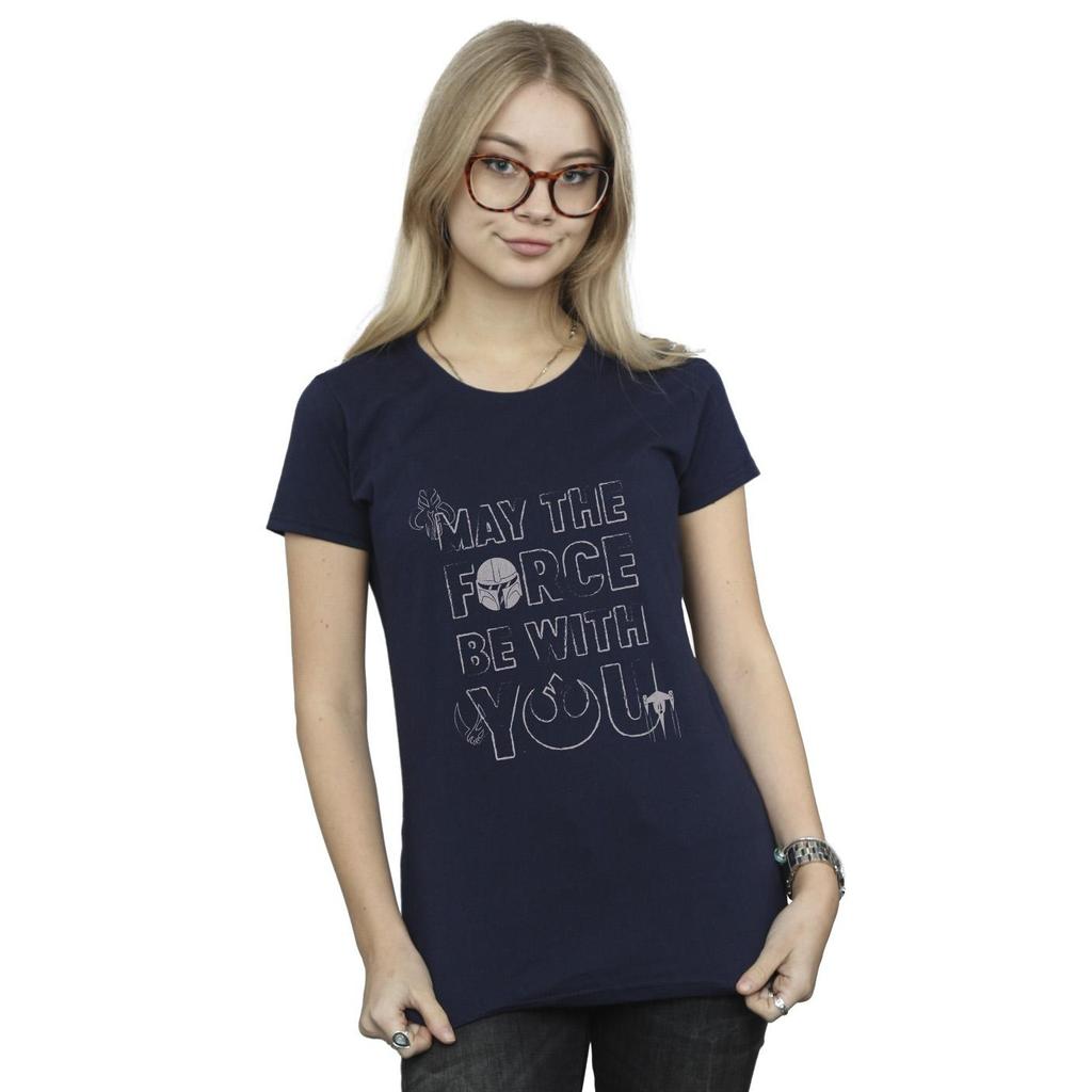 STAR WARS Womens/Ladies The Mandalorian May The Force Mando Cotton T-Shirt