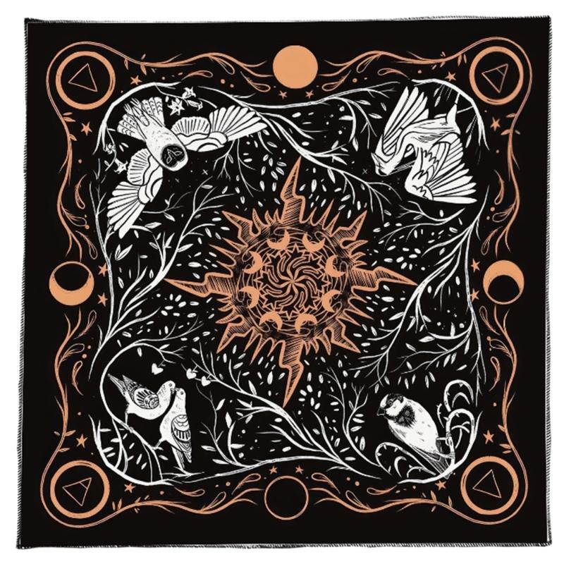 Bird Moon Pattern Astrology Tablecloth Tarots Divinations Tablecloth Altars Cloth Divinations Board Game Accessory