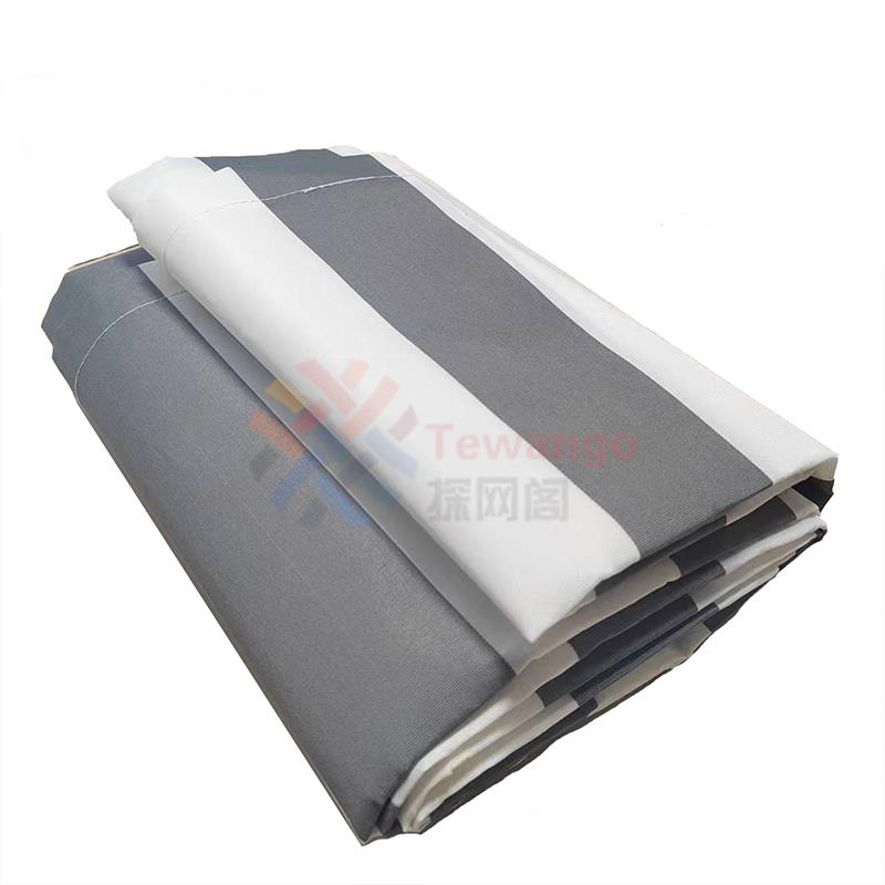 Outdoor Retractable Telescopic Canopy White+Gray Stripes 10cm Space Courtyard Awning Replacement Fabric IP4 Waterproof Cloth