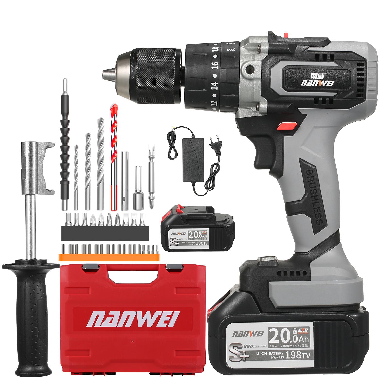 

Аккумуляторная дрель-шуруповерт 21 В, максимальный крутящий момент 200 Нм, металлический бесключевой патрон 1/2 дюйма, 20 + 3 позиции E23247EU-2 чёрный