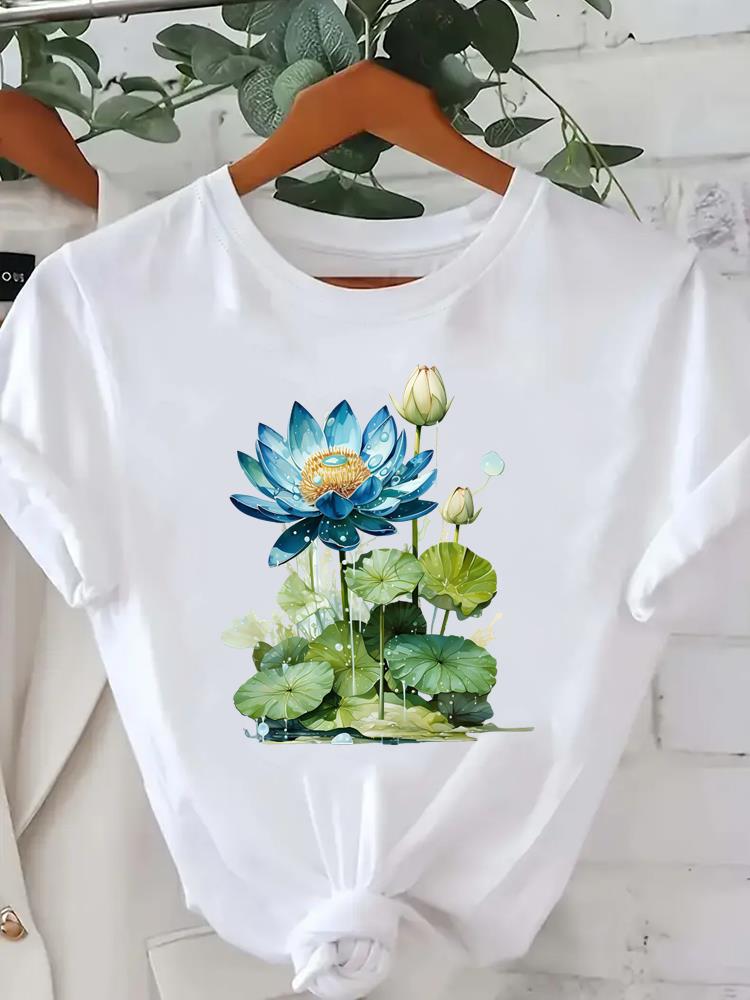 (Asian Size) T Shirt Tee Feather Trend Cute Top Clothing Fashion Women Casual Printed Lady Female Graphic  Short Sleeve T-shirts