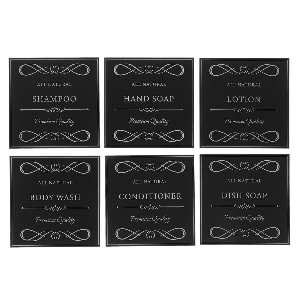 6 Sheets Waterproof Hand Soap Labels Adhesive Minimalist Stickers Easy Remove Bathroom Soap Dispenser Shampoo Bottle