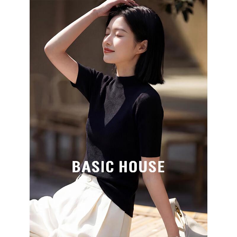 

Женский базовый короткий топ-водолазка Basic House из 100% шерсти M