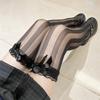 JK Women Sheer Silky Vertical Stripes Over Knee Long Socks with Cute Bowknot Japanese Lolita Leggings Thigh High Stockings