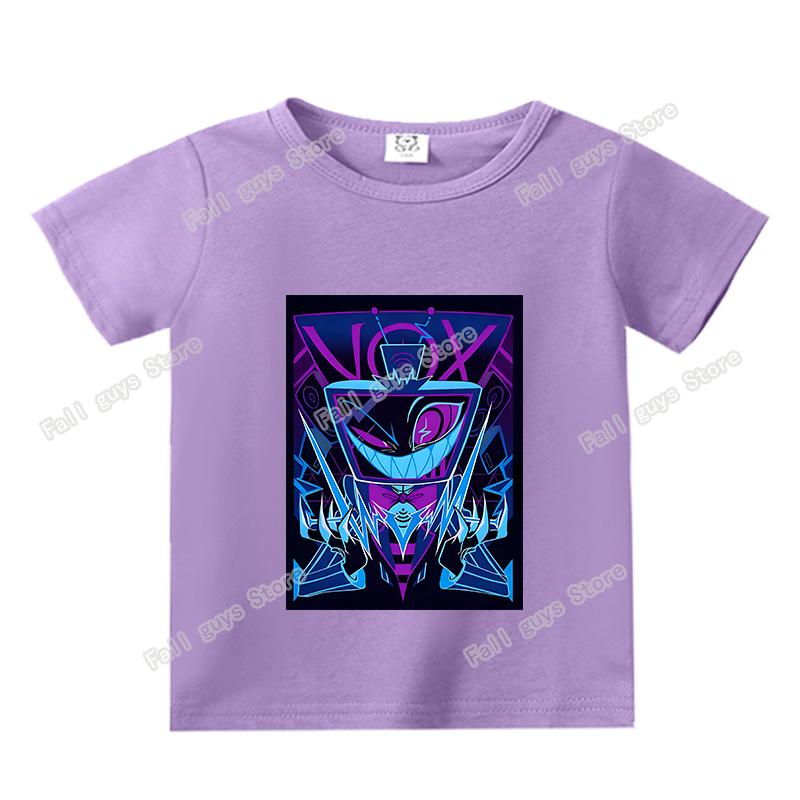 Hazbins Hotel Series Boys Girls TShirt Cute Kids Short Sleeve Tops Cartoon Print Child Clothing Summer Funny Birthday Gifts
