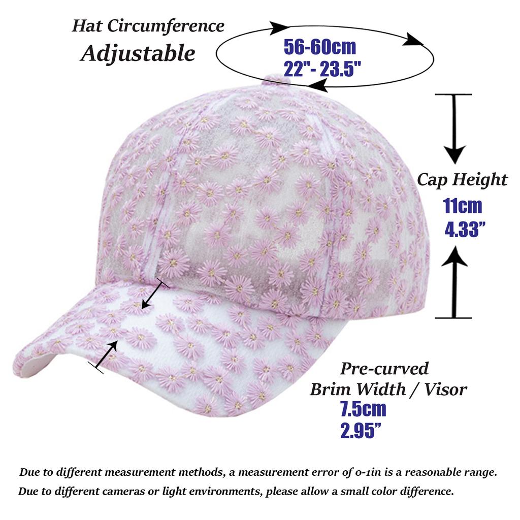 Cute Daisy Embroidery Mesh Baseball Cap, Ladies Hollow Net Adjustable Sun Hat Outdoor Visor Cap