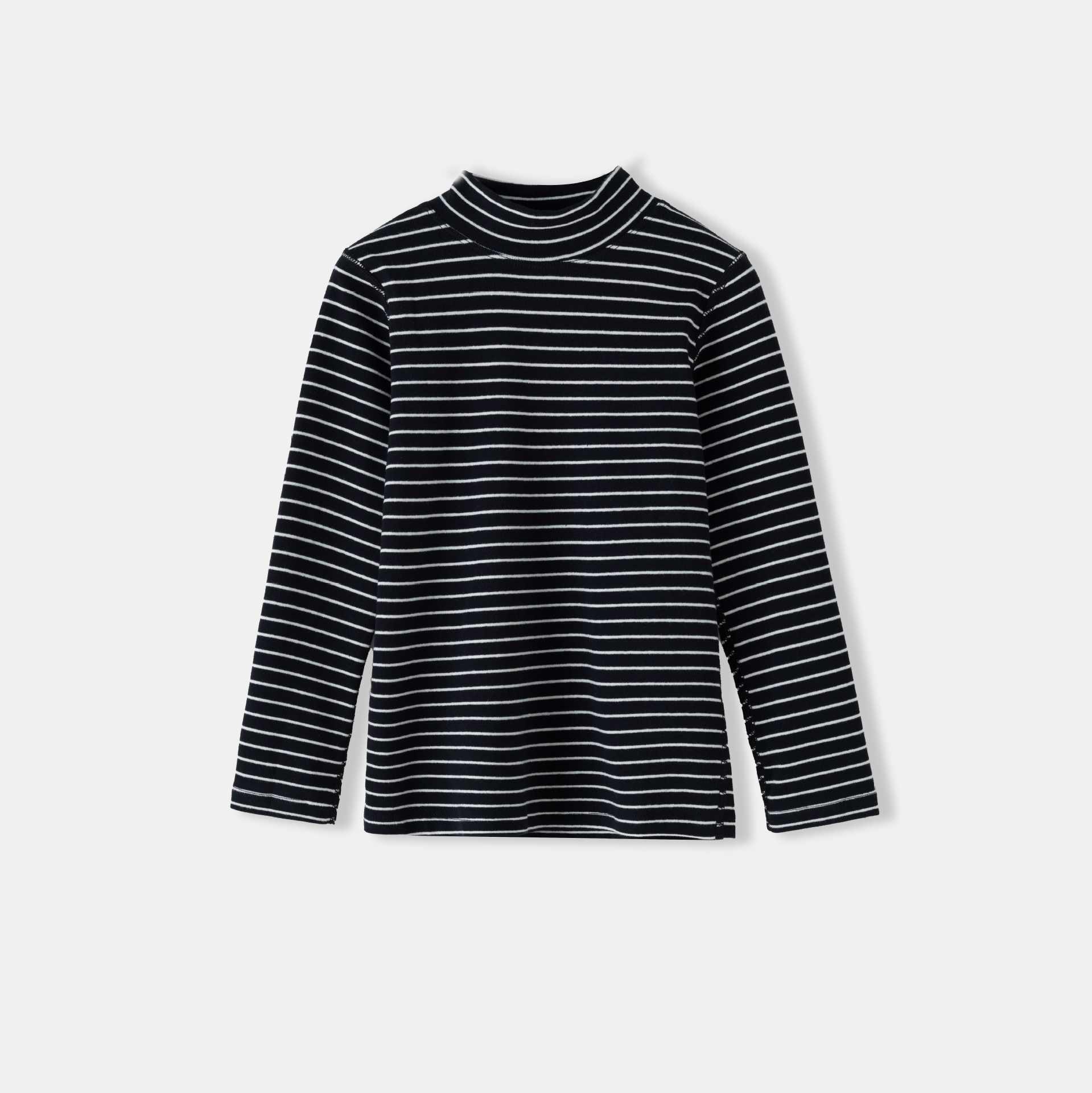 Детский полосатый теплый топ с воротником-стойкой для мальчиков и девочек - Базовый слой Осень/Зима 160cm