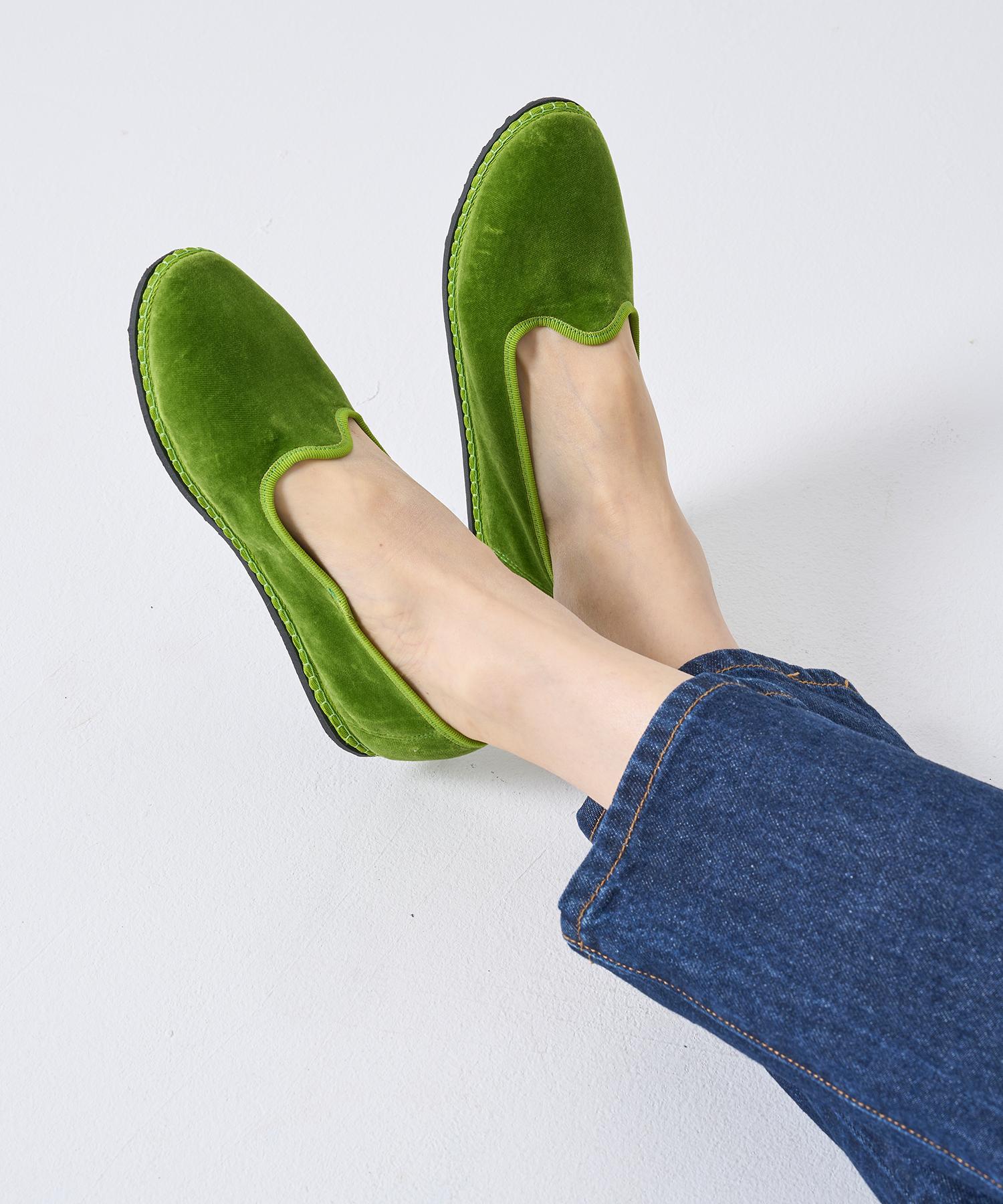 Vibi Venezia Cotton Velvet Flats_Venetian Green