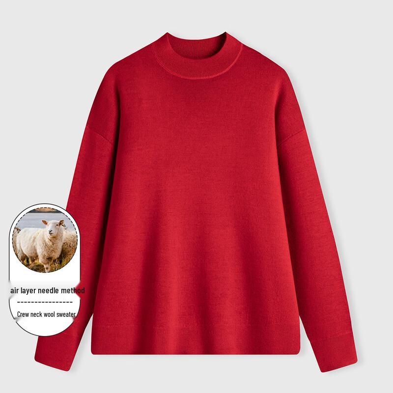 LUOZI Men's Loose-Fit Round Neck Wool Sweater