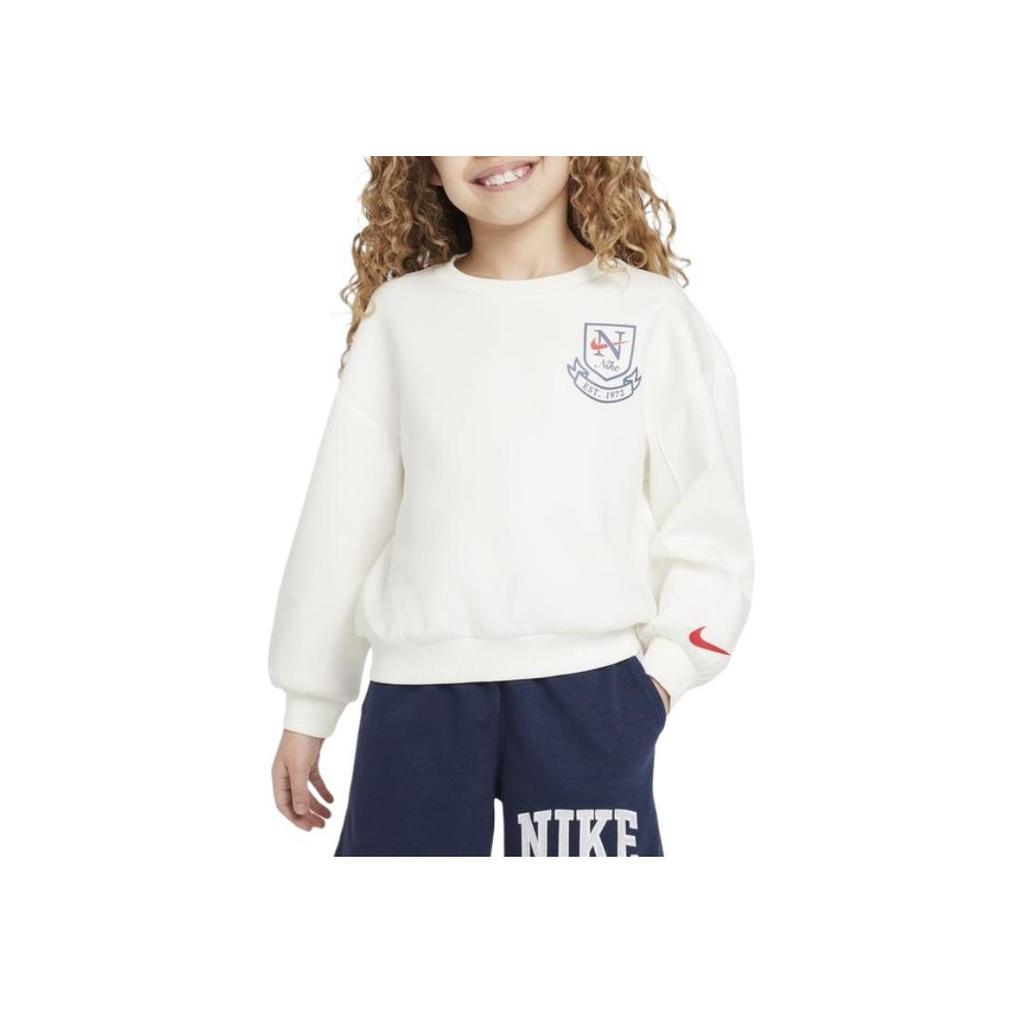 Nike Swoosh Sportswear Crewneck Pullover Casual Comfort Kids Tops Sail-White IB8433-133