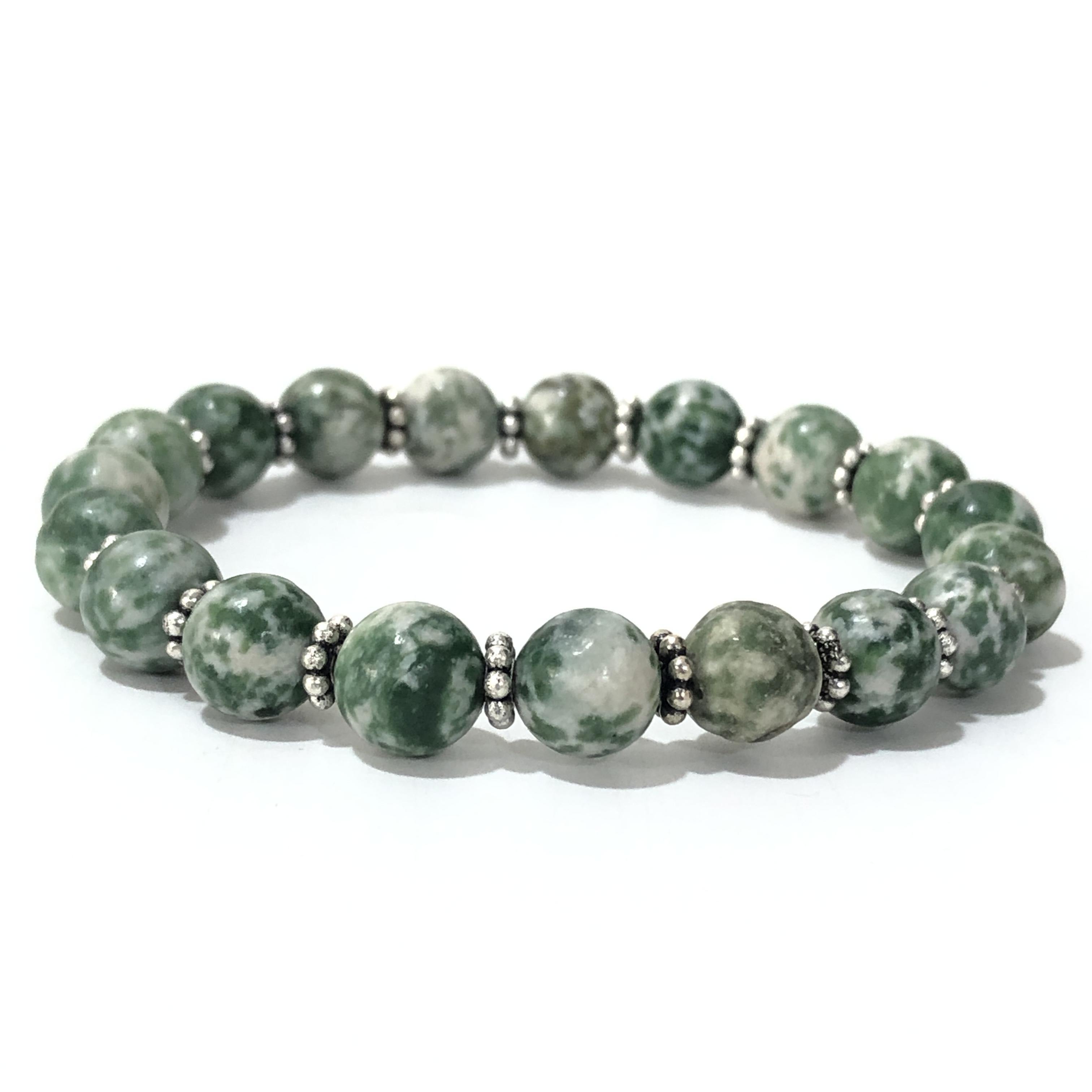 

8mm Natural Tree Agate Gemstone Round Beads Jewelry Handmade Stretchable Beads Chakra Bracelet 7.5 CSB-1