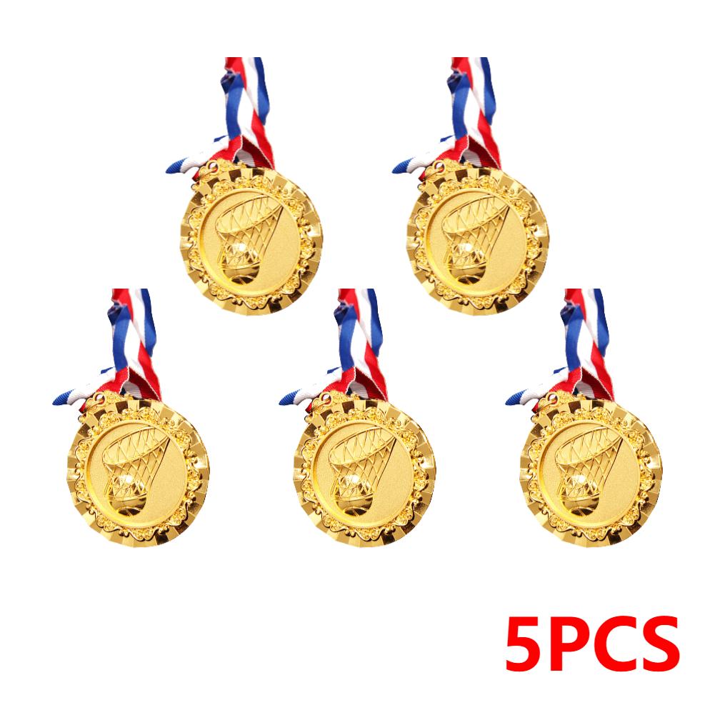 

1/5/10PCS Basketball Medals Gold/Silver/Bronze Medals with Neck Ribbon 6.5cm Sport Game Award Medal for Basketball Game Prizes светло-серый