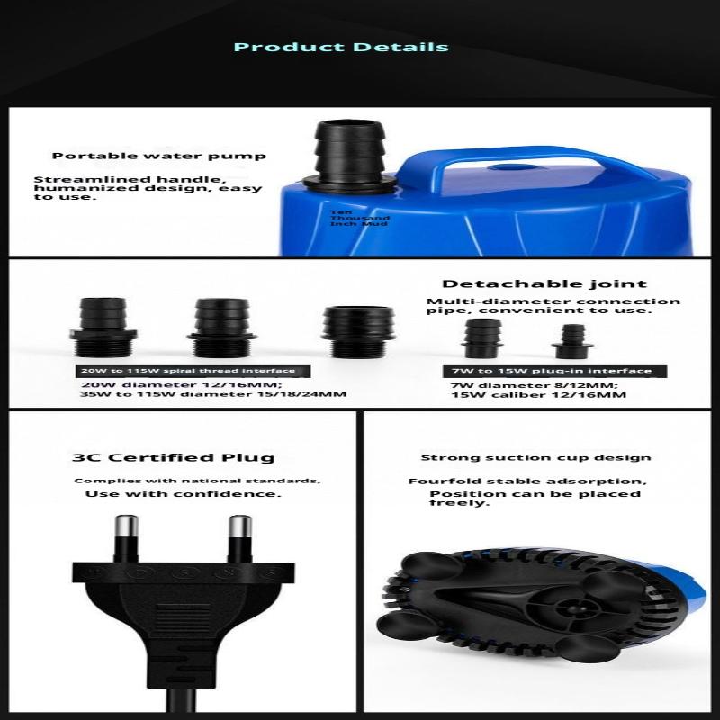 60Hz Submersible Aquarium Water Pump Cycle Filter Fish Tank Powerhead Fountain Pond Hydroponic