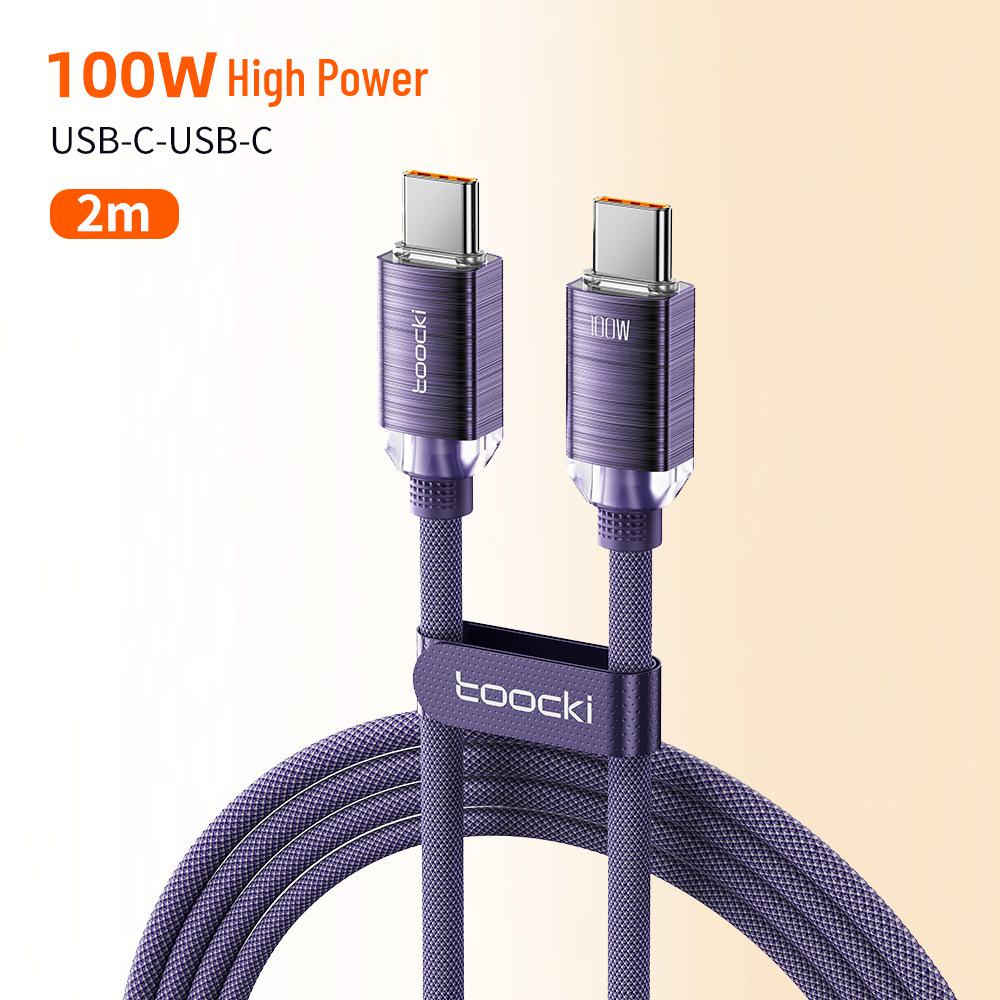 Crystal Aluminum CC Super Charging PD100W Data Cable in Multiple Colors, 1m or 2m