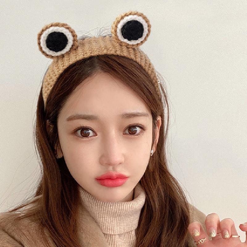 Cartoon Cute Big-Eyed Frog Knitted Hair Hoop for Women